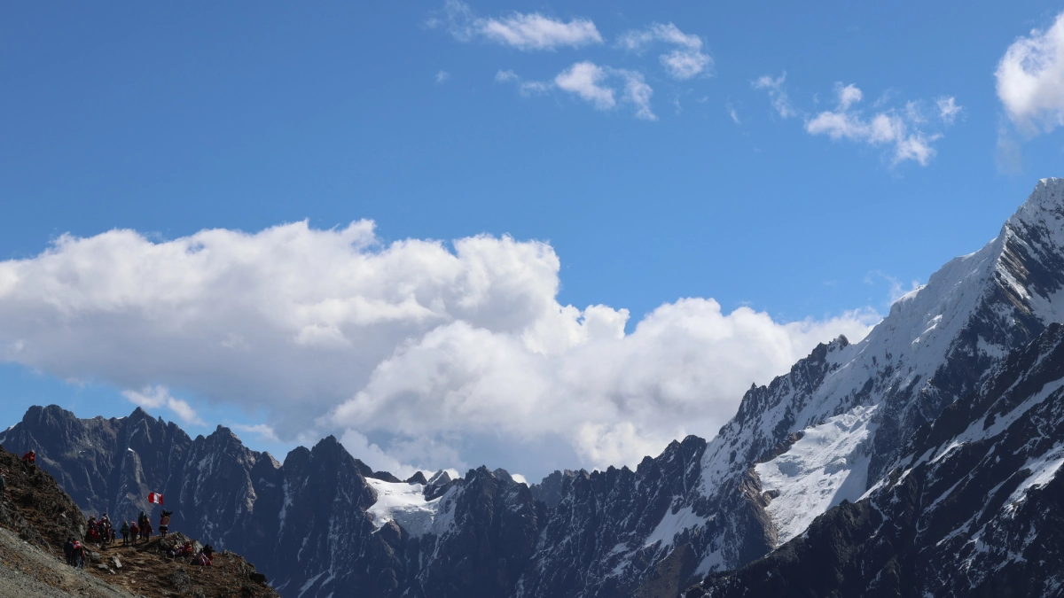 Salkantay Snow Peak towering above the Inkachiriasqa Lake trekking route